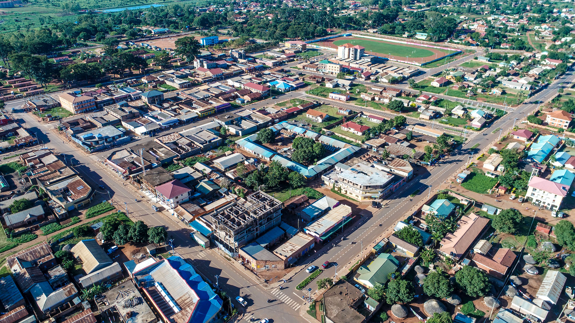 Drone photography of Gulu facing PECE area